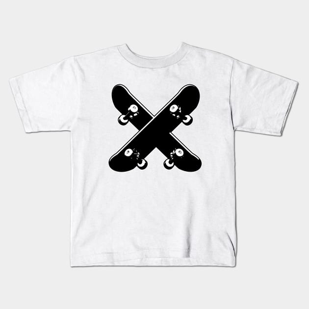 Crossed Skateboards Kids T-Shirt by AKdesign